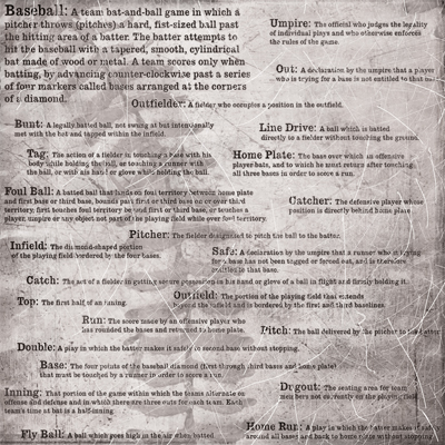 Stamping Station - Baseball Words Paper